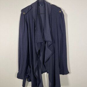 krista Women's (Revolve) Black Waterfall Open Cardigan L Button Shoulder Modal!